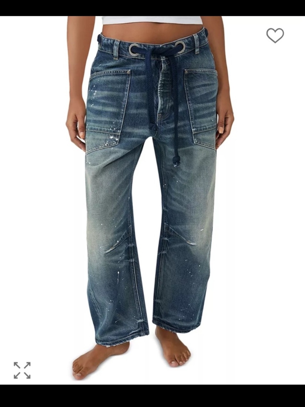 Free People We The Free Moxie Low Slung Pull On Barrel Jeans Timeless Blue 26 - Picture 1 of 14
